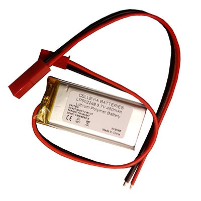 Battery Cell 3.7V, 450 mAh, Li-Po, (5x22x48 mm)