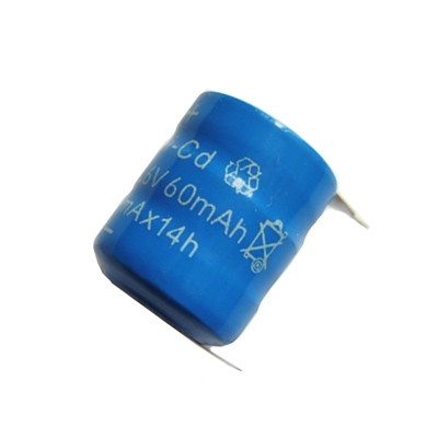 Battery Pack 3.6V, 60 mAh, Ni-CD, 60K3-V, 2P, PCB mount