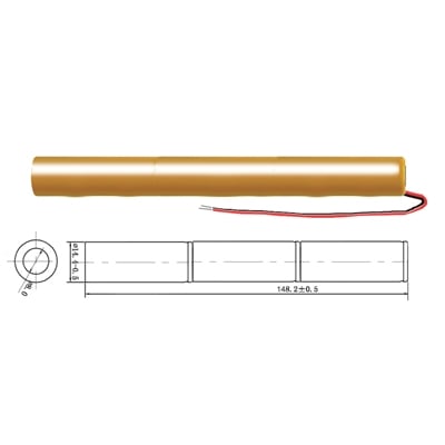 Battery Pack 3.6V, 1000 mAh, Ni-CD, AA3-V, cables