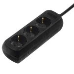 Power Strip x3, Black, 3m