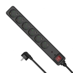 Surge protection, Power Strip x6, Switch, Black, 3m, 223156