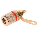 Banana JACK 4 mm, female, panel type, METAL, RED