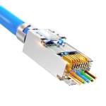Modular PLUG RJ45, 8P8C, Pass-through, round cable type, shielded Cat7