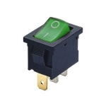 Illuminated Rocker Switch 19x13 mm, 3P ON-OFF, 6A/250VAC, GREEN