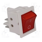 Illuminated Rocker Switch 34x26 mm, 4P, 2x ON-OFF, 15A/250VAC, RED/WHITE
