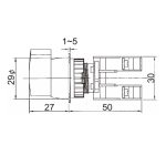 Rotary Switch 22 mm, 2хNO, 3A/240VAC, 1- 0 -2 SPRING RETURN, BLACK