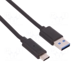 USB Cable 3.0A male, USB 3.1C male, 1. m, BLACK