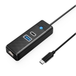 Type-C USB3.0 Hub 2xA+1xType-C ORICO PWC2U-C3-015-BK, Black, 11.5cm Cable