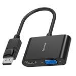 Adapter 2-in-1: DisplayPort-M / HDMI + VGA -F HAMA, 4K, 200334