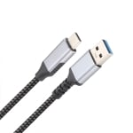 Cable USB 3.2 Type-C / A M-M VCOM 1m, 3A, 10Gbps, Textile-Sleeved, Metal Plugs, CU401M-1m