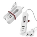 2xUSB+EU Plug-F HAMA, White, 1.9m., 2.4A, 12W, 223202