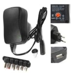 Adapter Switched-mode 30W, 3-12VDC, USB 5VDC/2.1A