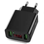 USB Charger WB-UC066, 5V/2.1A, 2x USB port, LED screen
