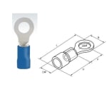 Insulated Ring Terminal, OD:6.0 mm (RV2-6), BLUE