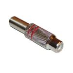 RCA female, cable type, METAL (10.5x19 mm), RED
