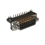 D-SUB 15P, male, PCB type, angled 90°