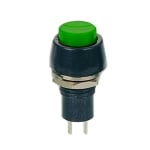 Push Button Switch M10, OD:15 mm, OFF-(ON), SPST, 1A/250VAC, GREEN