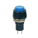 Push Button Switch M10, OD:15 mm, OFF-(ON), SPST, 1A/250VAC, BLUE