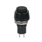 Push Button Switch M10, OD:15 mm, OFF-ON, SPST, Latching, 1A/250VAC, BLACK
