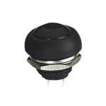 Push Button Switch M12, OD:18 mm, OFF-(ON), SPST, 1A/250VAC, dome, BLACK