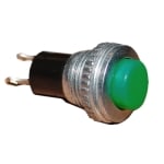 Push Button Switch M10, OD:12 mm, OFF-(ON), SPST, 0.5A/250VAC, GREEN