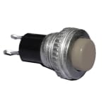 Push Button Switch M10, OD:12 mm, OFF-(ON), SPST, 0.5A/250VAC, WHITE