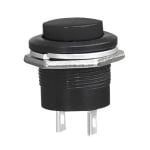 Push Button Switch M16, OD:19 mm, OFF-(ON), SPST, 3A/250VAC, BLACK