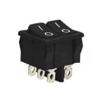 Rocker Switch Double 19x22 mm, 6P, 2x ON-ON, 6A/250VAC