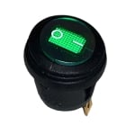 Illuminated Waterproof Rocker Switch OD:20 mm, 3P ON-OFF, 6A/250VAC, GREEN