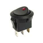 Illuminated Rocker Switch OD:20 mm, 3P ON-OFF, 6A/250VAC, RED DOT