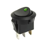Illuminated Rocker Switch OD:20 mm, 3P ON-OFF, 6A/250VAC, GREEN DOT