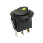 Illuminated Rocker Switch OD:20 mm, 3P ON-OFF, 6A/250VAC, YELLOW DOT