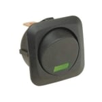 Illuminated Rocker Switch OD:20 mm, 4P ON-OFF, 6A/250VAC, LED GREEN