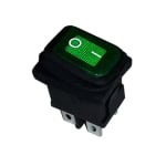 Illuminated Waterproof Rocker Switch 19x13 mm, 4P ON-OFF, 6A/250VAC, GREEN