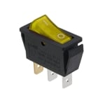 Illuminated Rocker Switch 28x11 mm, 3P ON-OFF, 15A/250VAC, YELLOW