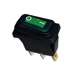 Illuminated Waterproof Rocker Switch 28x11 mm, 3P ON-OFF, 15A/250VAC, GREEN