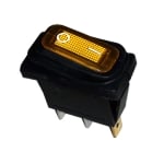 Illuminated Waterproof Rocker Switch 28x11 mm, 3P ON-OFF, 15A/250VAC, YELLOW