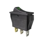 Illuminated Rocker Switch 28x11 mm, 3P ON-OFF, 35A/12VDC, GREEN DOT