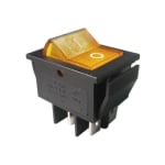 Illuminated Rocker Switch 28x22 mm, 4P, 2x ON-OFF, 16A/250VAC, YELLOW