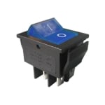 Illuminated Rocker Switch 28x22 mm, 4P, 2x ON-OFF, 16A/250VAC, BLUE
