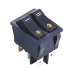 Illuminated Rocker Switch Double 28x22 mm, 6P, 2x ON-OFF, 15A/250VAC, YELLOW DOT