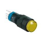 Illuminated Push Button Switch M12, OD:14 mm, 2DPDT, 2x OFF-(ON), 0.5A/250V, 1A/24V, 12V YEL