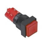 Illuminated Push Button Switch M16, 18x18 mm, 2DPDT, 2x OFF-(ON), 5A/250V, 2A/24V, 12V RED