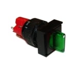 Illuminated Rotary Switch M16, 18x18 mm, ON-OFF, 5A/250V, 2A/24V, 250V GREEN