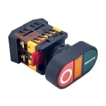 Double Illuminated Push Button Switch M22, 2DPDT, 2x OFF-(ON), 10A/600V, 250V RED/GRN
