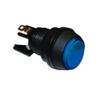 Arcade Game Button Switch M24, OD:33 mm, (ON)-ON, 6A/250VAC, BLUE