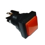 Arcade Game Button Switch M24, 33x33 mm, (ON)-ON, 6A/250VAC, RED