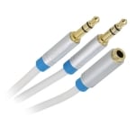 Cable 2x 3.5 mm male 3P, 3.5 mm female 4P (OD:4 mm) Cu, 0.3 m