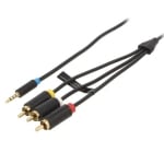 Cable 3.5 mm male, 3x RCA male, 3 way BC, 2 m