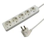 Power Multiple Socket Strip, 5x SCHUKO, 1.5 m, WHITE